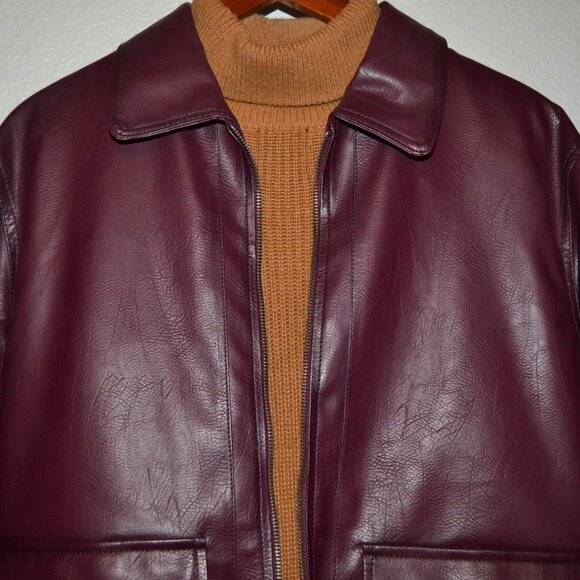 INTERNATIONAL CONCEPT (INC) MEN'S QUILTED LINNING LEATHER JACKET- MAROON $89 - Picture 4 of 14